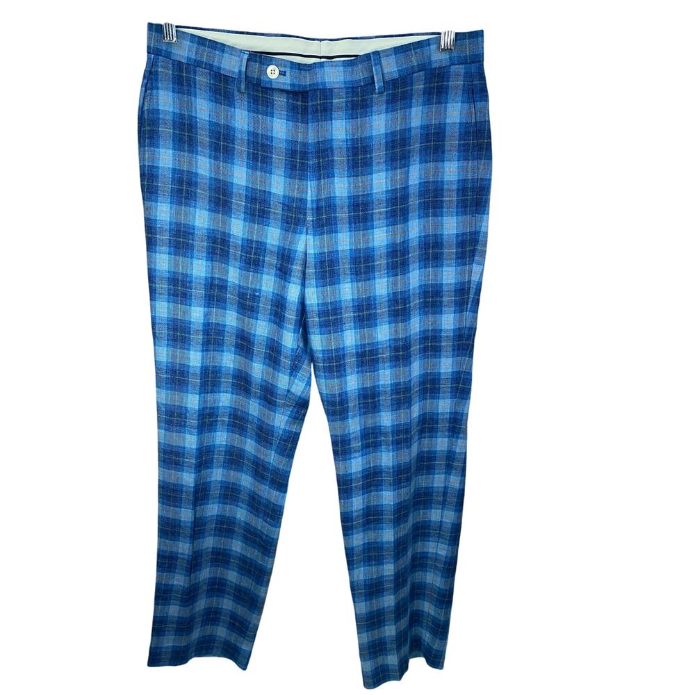 Lauren Ralph Lauren Pants Men’s 33x32 Blue Plaid Flat Front Dress Trousers